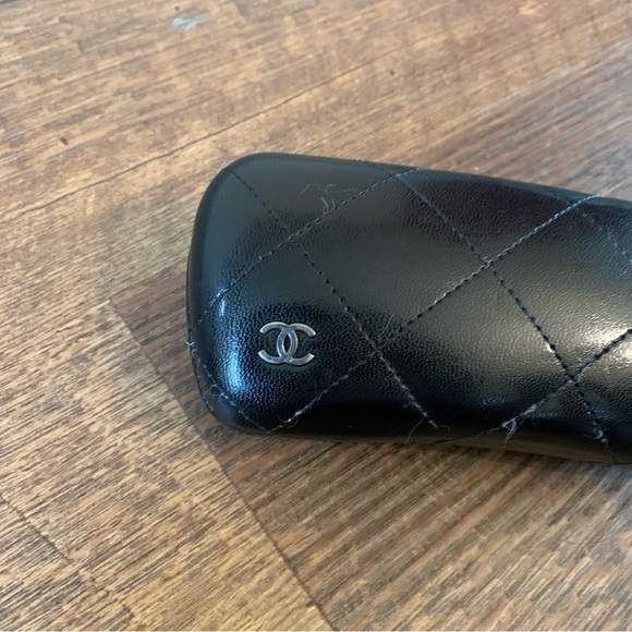 CHANEL Authentic Black Leather Quilted Sunglasses Eyeglass Case - Picture 7 of 7